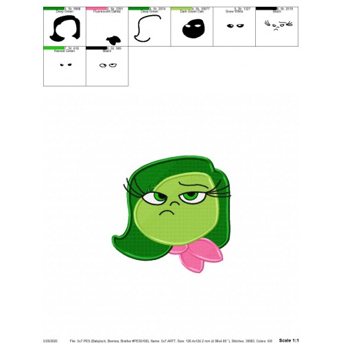 Disgust Inside Out Head Embroidery Design Embr