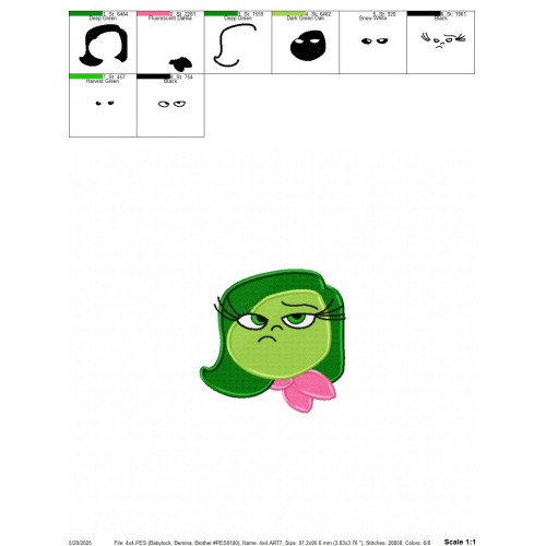Disgust Inside Out Head Embroidery Design Embr