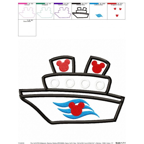 Disney Cruise Ship Applique Design