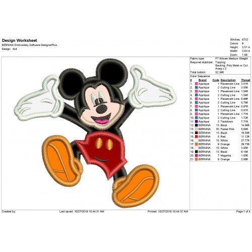 Disney Mickey Birthday Applique Design