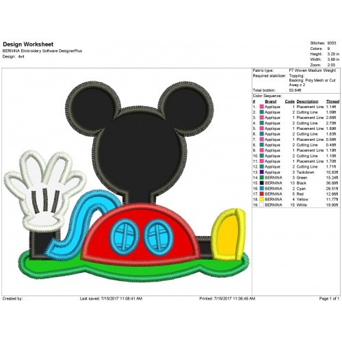 Disney Mickey Mouse Clubhouse Machine Applique Design