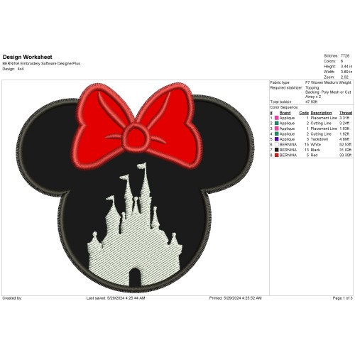 Disney Minnie Castle Applique Design