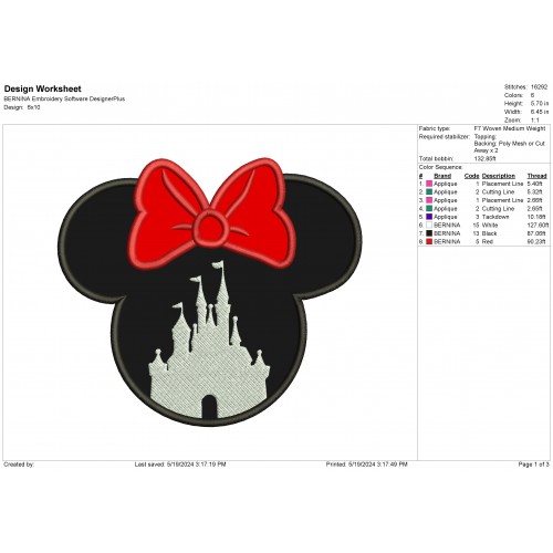 Disney Minnie Castle Applique Design