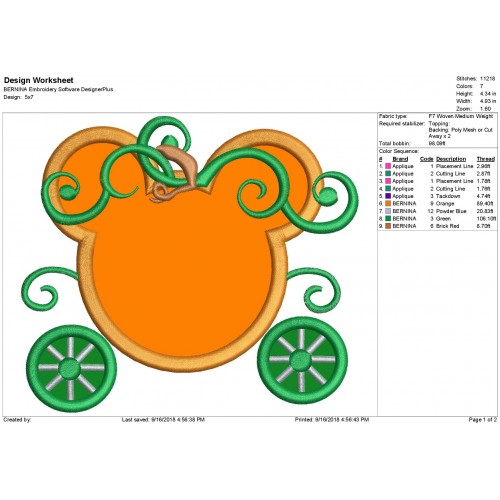 Disney Princess Pumpkin Carriage Applique Design