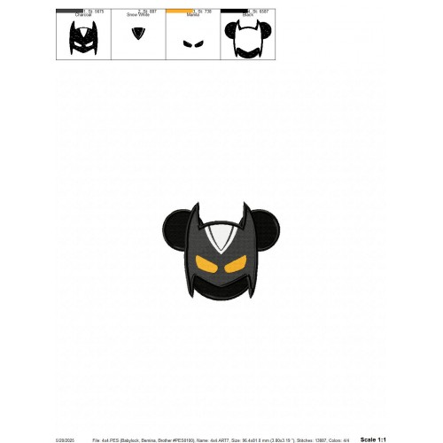 Disney Superhero Batman Embroidery Design Embr
