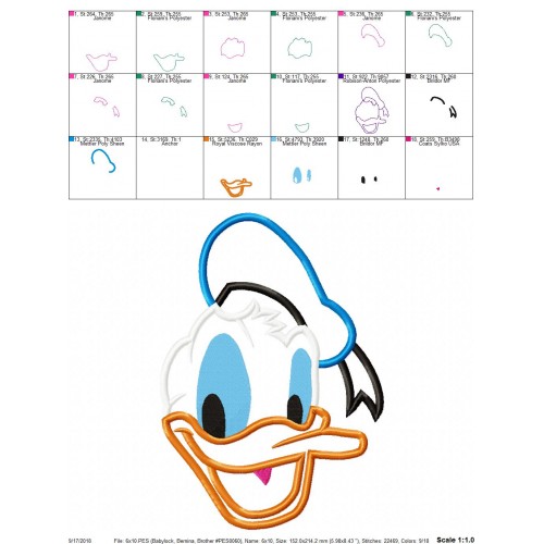 Donald Duck Machine Applique Design