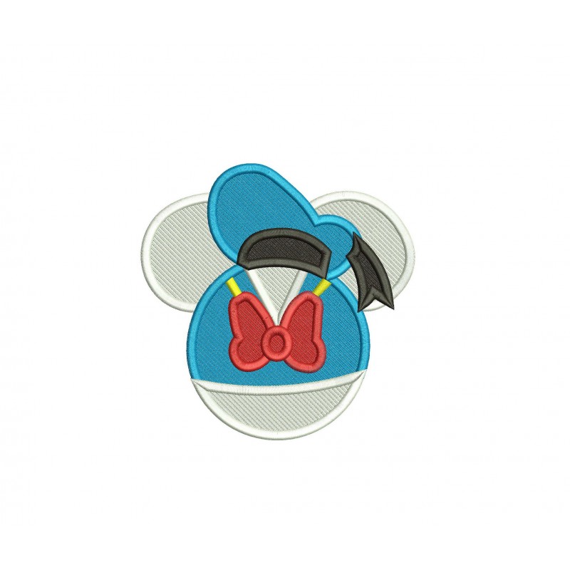 Donald Duck Mickey Ears Filled Embroidery Design