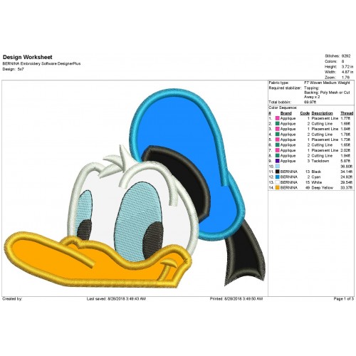 Donald Duck Peeker Applique Design