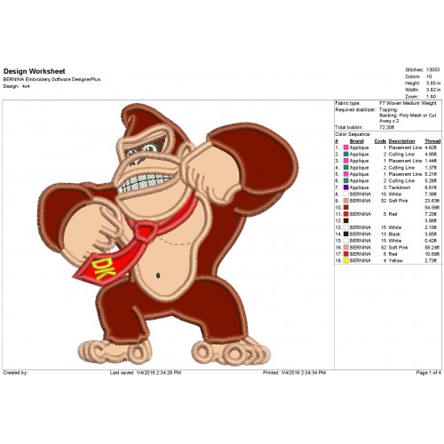Donkey Kong Applique Design