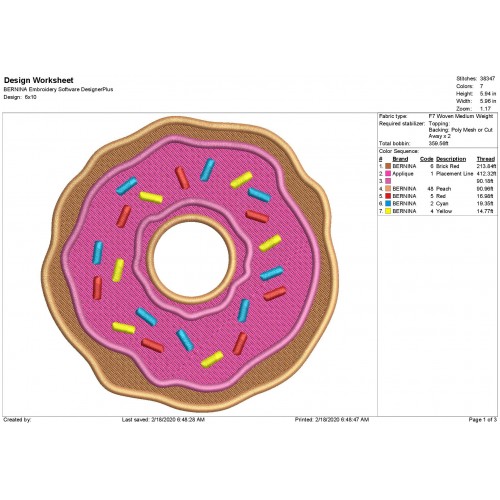 Donut Filled Stitch Embroidery Design