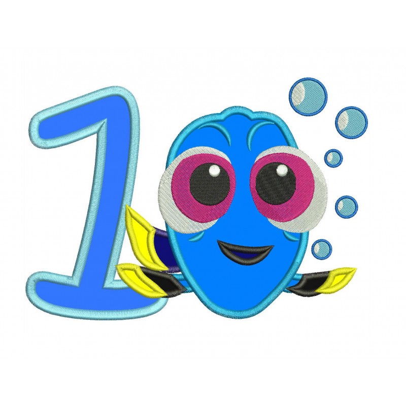 Dory 1st Birthday Embroidery Applique Design