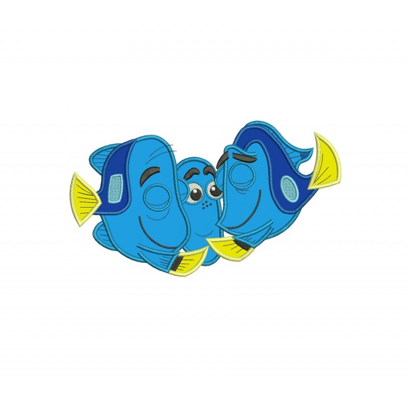Dory Fish and Parents Applique Design