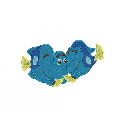 Dory Fish and Parents Filled Embroidery Design