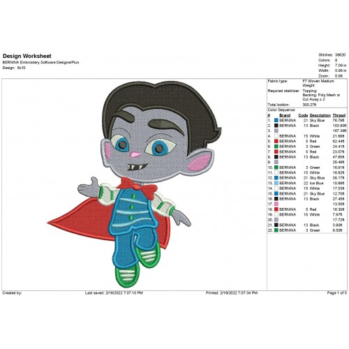 Drac Shadows Super Monsters Embroidery Design