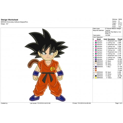 Dragon Ball Kid Goku Applique Design