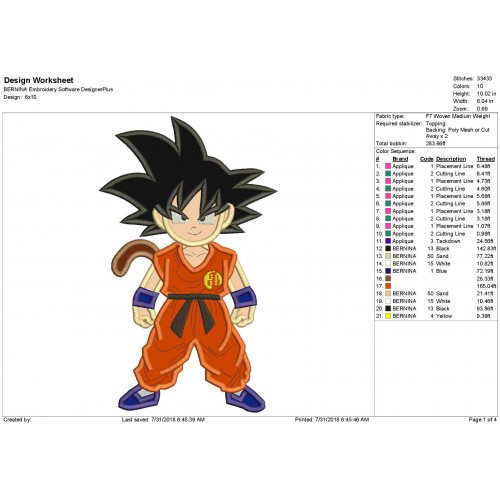 Dragon Ball Kid Goku Applique Design
