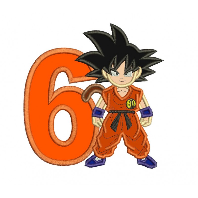 Dragon Ball Kid Goku with a Number 6 Applique Design
