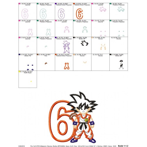 Dragon Ball Kid Goku with a Number 6 Applique Design