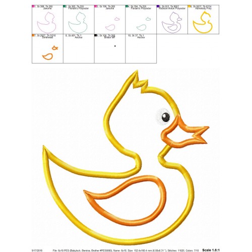 Duck Applique Embroidery Design