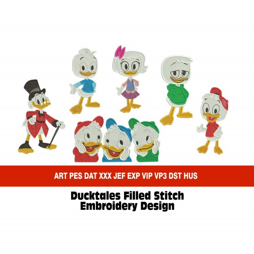 Ducktales Set Filled Stitch Embroidery Designs