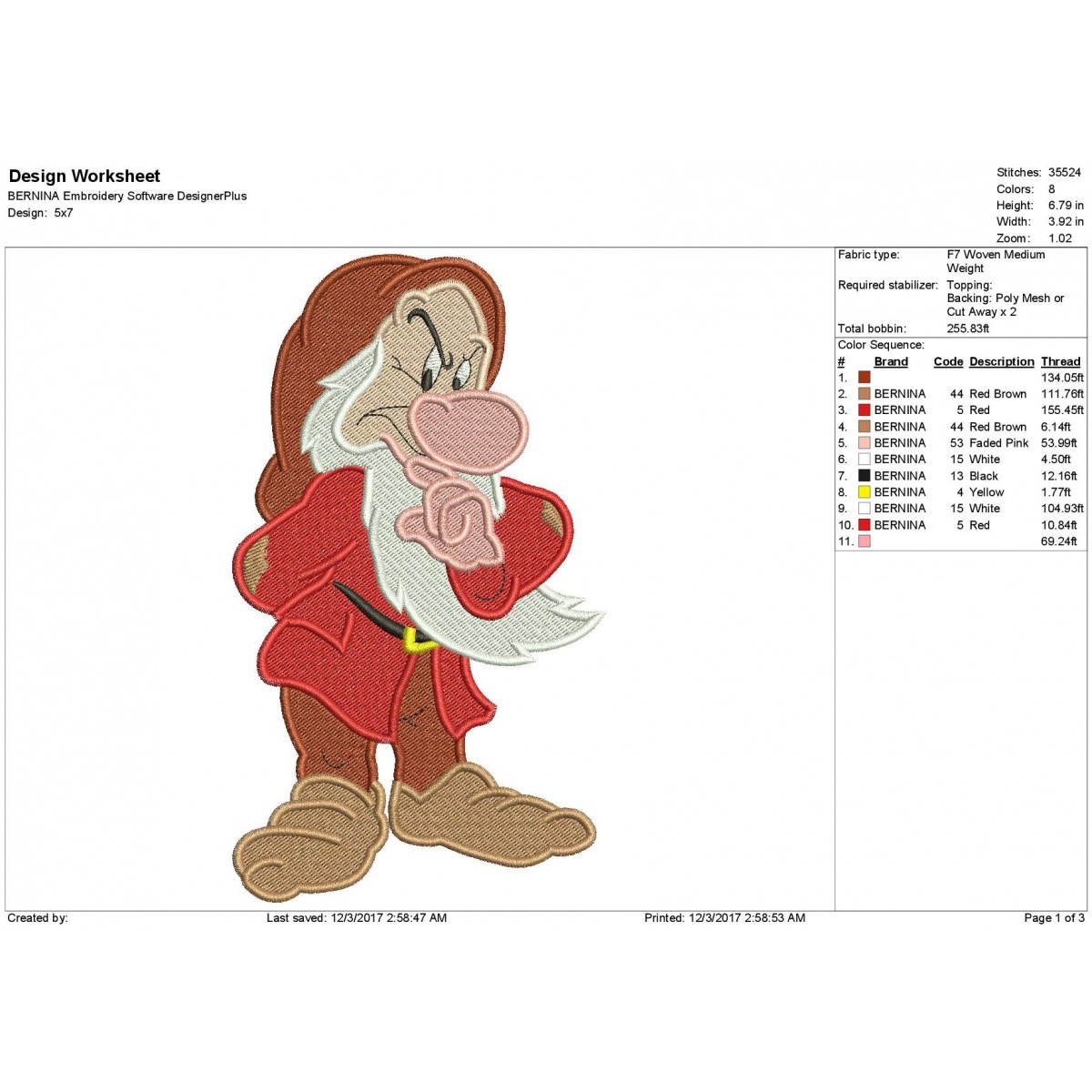 Dwarf Snow White Embroidery Design 