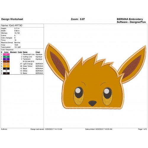 Eevee Peeker Applique Design