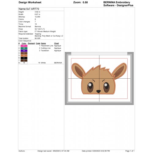 Eevee Peeker Pokemon Applique Design Embr