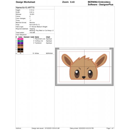 Eevee Peeker Pokemon Applique Design Embr