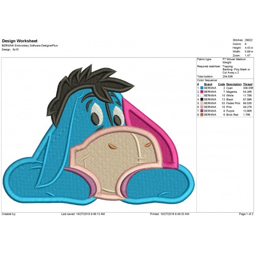 Eeyore Winnie the Pooh Embroidery Design