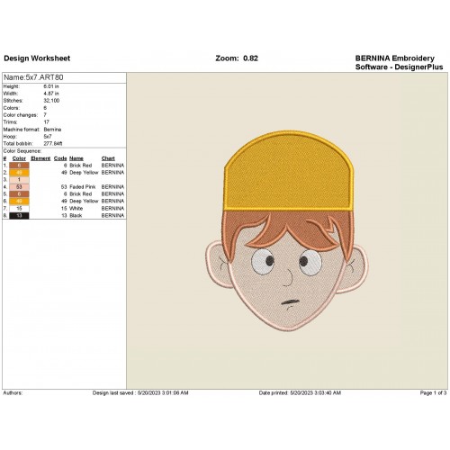 El Chavo Del Ocho Face Embroidery Design