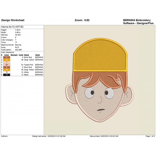 El Chavo Del Ocho Face Embroidery Design