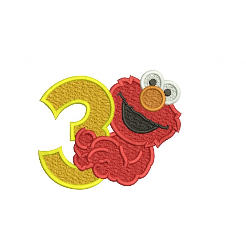 Elmo 3rd Birthday Embroidery Design