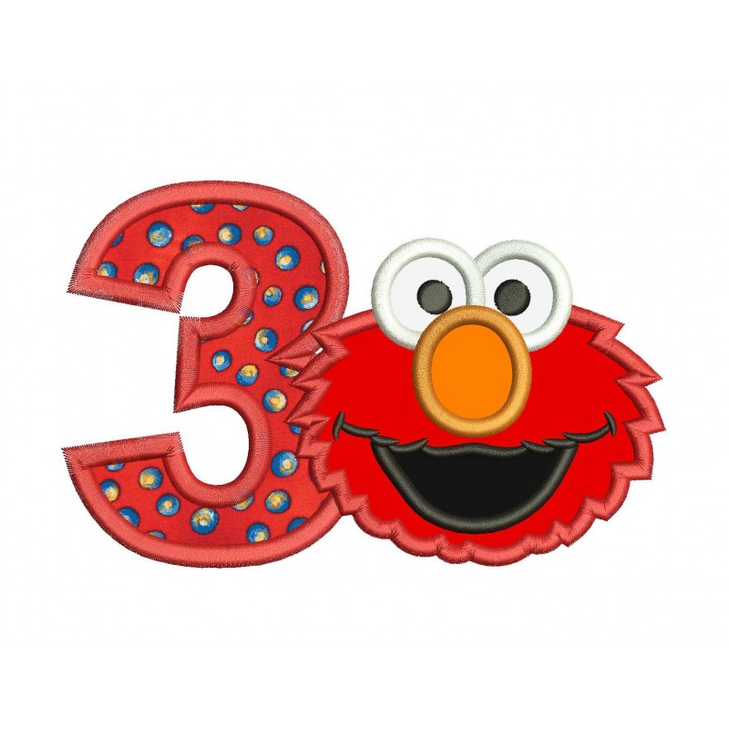 Elmo 3rd Birthday Applique Design