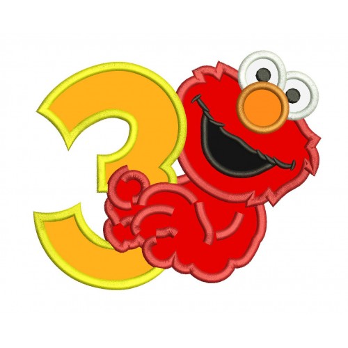 Elmo 3rd Birthday Machine Applique Design