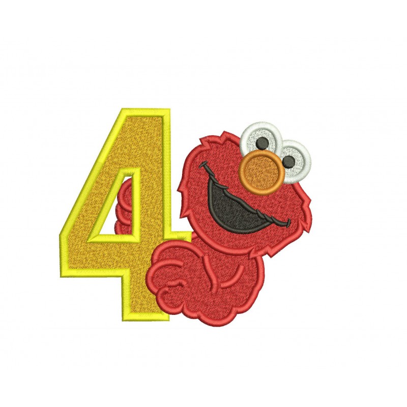 Elmo 4th Birthday Embroidery Design