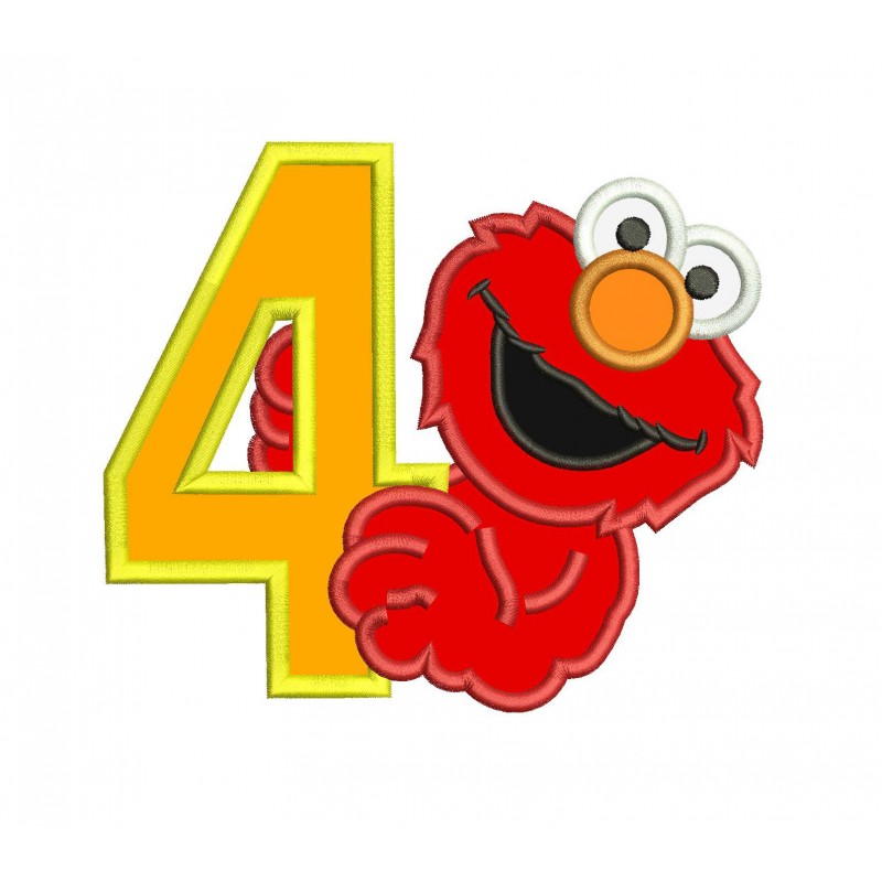 Elmo 4th Birthday Machine Applique Design