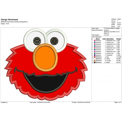 Elmo Applique Design