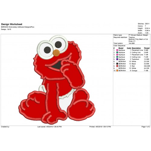 Elmo Baby Applique Design - Elmo Applique