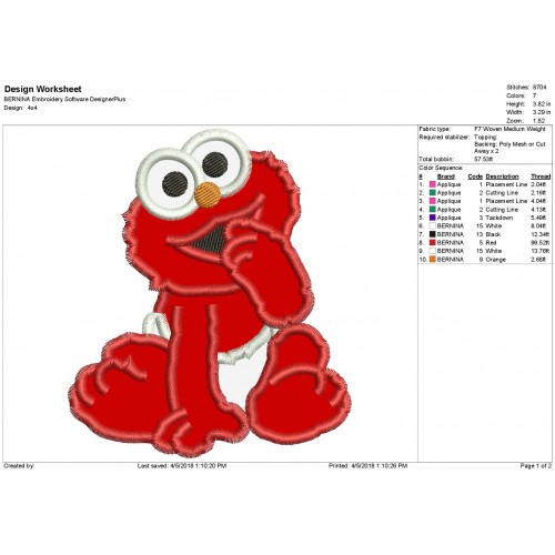 Elmo Baby Applique Design - Elmo Applique