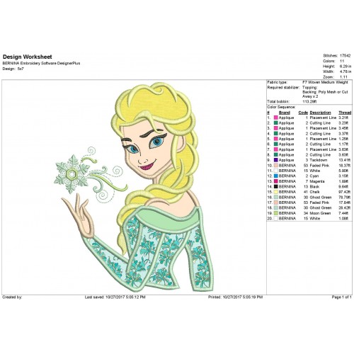 Elsa Frozen Applique Design