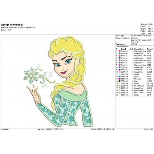 Elsa Frozen Applique Design