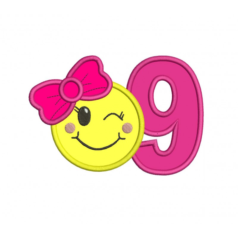 Emoji With a Number 9 Applique Design