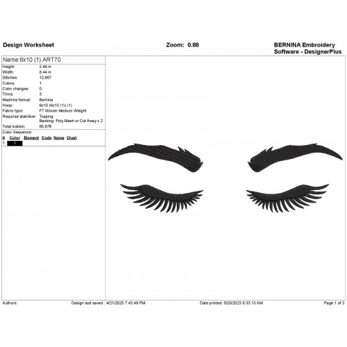 Eyelashes Eyebrows Embroidery Design Embr