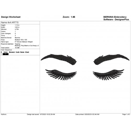 Eyelashes Eyebrows Embroidery Design Embr