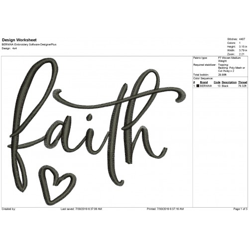 Faith Heart Embroidery Design