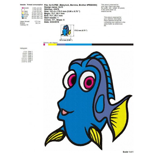 Finding Dory Embroidery Design