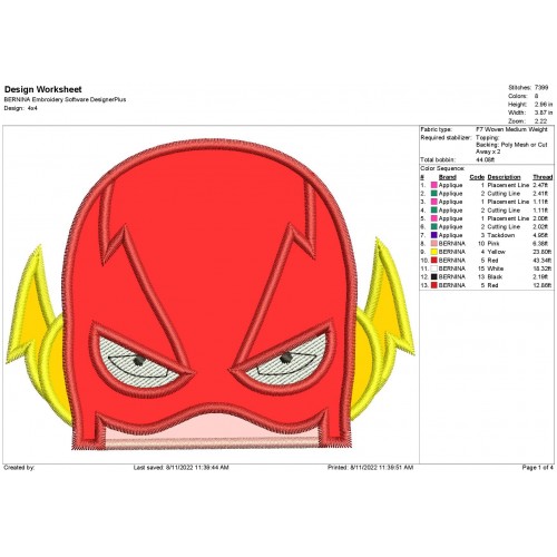 Flash Avengers Applique Flash Peeker Applique Design