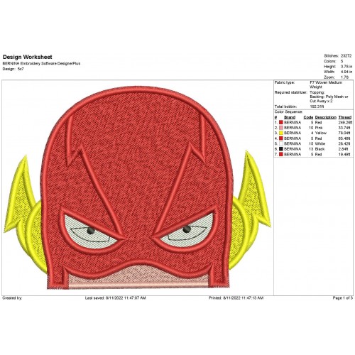 Flash Avengers Embroidery Flash Peeker Embroidery Design
