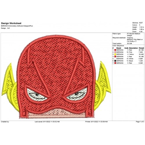 Flash Avengers Embroidery Flash Peeker Embroidery Design