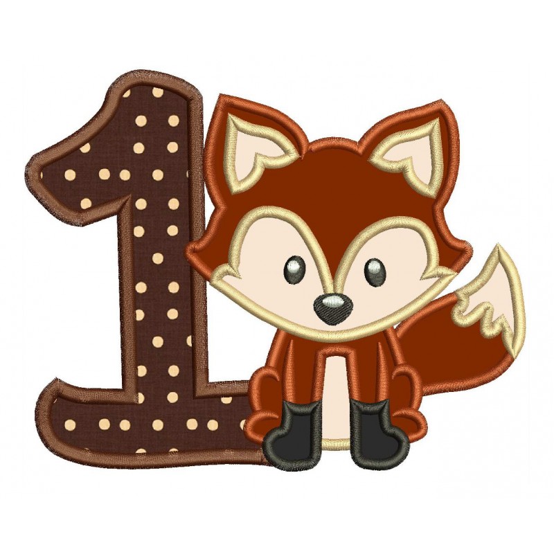 Fox 1st Birthday Applique Design